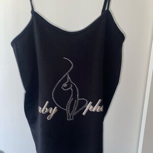Baby Phat Black Rhinestone Cat Logo Camisole